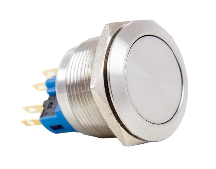 AV22FC BOTÃO ANTIVANDALISMO 22MM - ACO INOX - 1NA+1NF - MOMENTANEO PLANO METALTEX °°