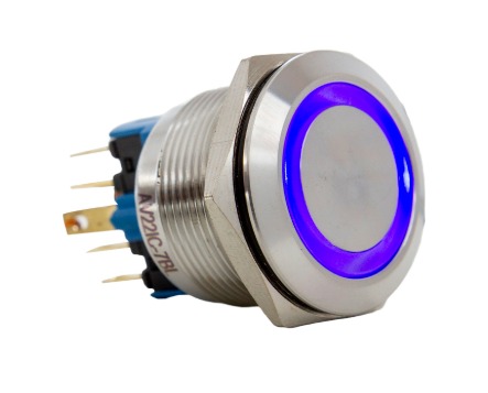AV22IC-2BL BOTÃO ANTIVANDALISMO ILUMINADO AZUL 22MM-110/220VCA/CC METALTEX°°