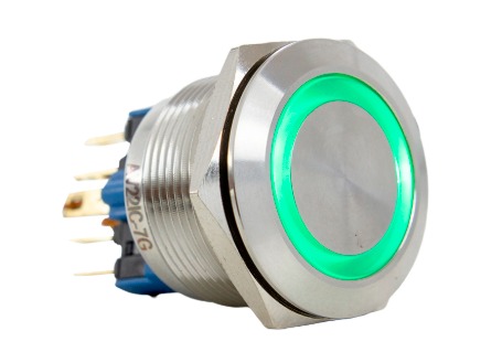AV22IC-2G BOTÃO ANTIVANDALISMO ILUMINADO VERDE 22MM-110/220VCA/CC METALTEX °°