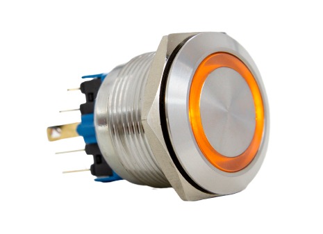 AV22IC-2O BOTÃO ANTIVANDALISMO ILUMINADO LARANJA 22MM-110/220VCA/CC METALTEX°°