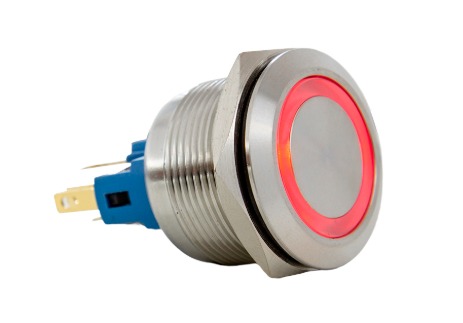 AV22IC-2R BOTÃO ANTIVANDALISMO ILUMINADO VERMELHO 22MM-110/220VCA/CC METALTEX°°
