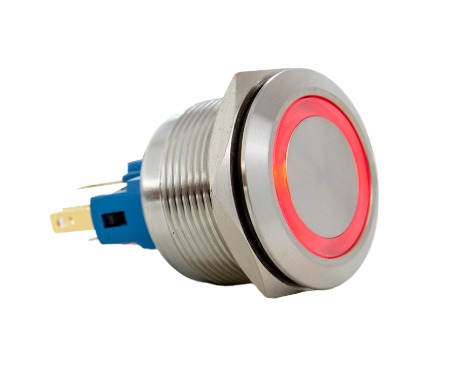 AV22IC-7R BOTÃO ANTIVANDALISMO ILUMINADO VERMELHO 22MM-24VCA/CC METALTEX °°