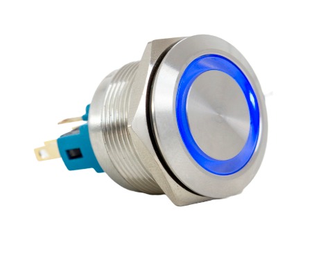 AV22IC-9BL BOTÃO ANTIVANDALISMO ILUMINADO AZUL 22MM 12VCA/CC METALTEX °°