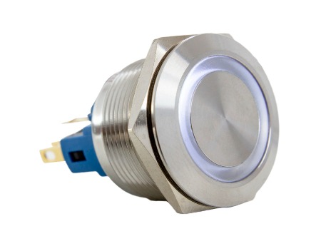 AV22IC-9W BOTÃO ANTIVANDALISMO ILUMINADO BRANCO 22MM 12VCA/CC METALTEX °°