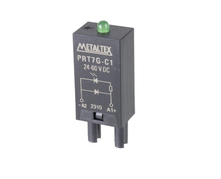PRT7G-C1 MÓDULO DE PROTEÇÃO (DIODO) E SINALIZAÇÃO (LED VERDE) PARA SOQUETES PRT7, FAIXA DE TENSÃO 24~60 VCC METALTEX °°