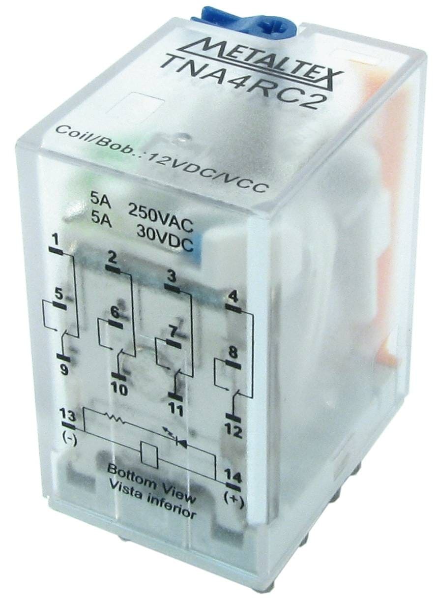 TNA4RC2 RELE 4 REV 5A BOB 12VCC C/LED INDICADOR METALTEX°°