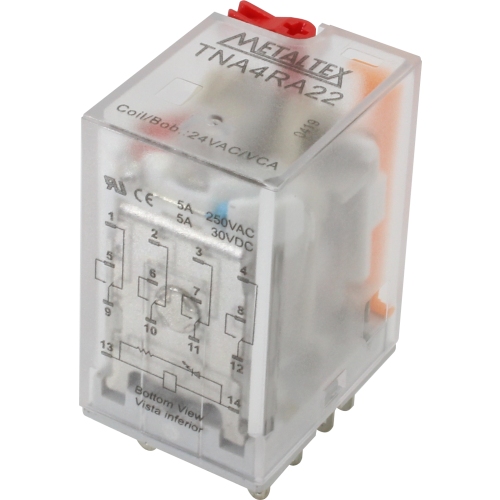 TNA4RA22 RELE 4 REV 5A BOB 24VCA COM LED INDICADOR METALTEX °°
