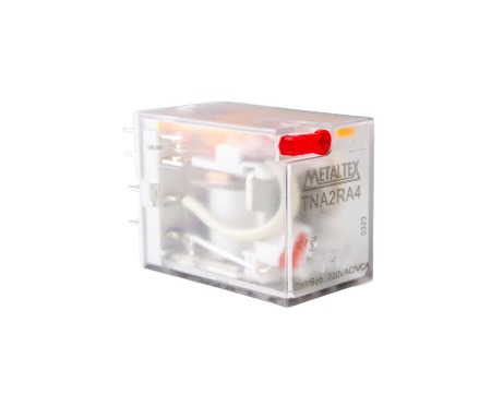 TNA2RA4 RELÉ SUBMINIATURA, 2 CONTATOS REVERSÍVEIS, TENSÃO DE BOBINA 220VCA,CAPACIDADE 10 AMPERES,TERM. SOLDA METALTEX °°