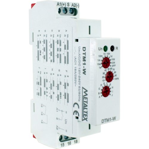 DTM1-W RELÉ TEMPORIZADOR MULTIFUNÇÃO 0,1SEG A 240HRS- 12-240VCA/CC METALTEX°°