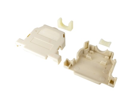 CPDBM-25 CAPA PLÁSTICA BEGE PARA CONECTOR DB 25 VIAS, SNAP, COM KIT DE RETENÇÃO MACHO CURTO METALTEX°°