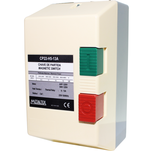 CP22-H5-13A CAIXA DE PARTIDA 4CV - 220V - 9 A 13A METALTEX°°