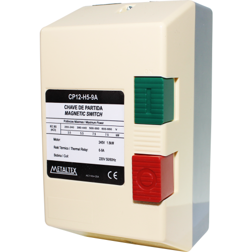 CP12-H5-9A CAIXA DE PARTIDA 2 A 3CV - 220V - 6 A 9A METALTEX°°