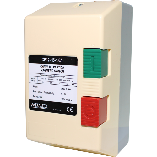 CP12-H5-1.6A CAIXA DE PARTIDA 0,25 A 0,33CV - 220V - 1 A 1,6A METALTEX°°