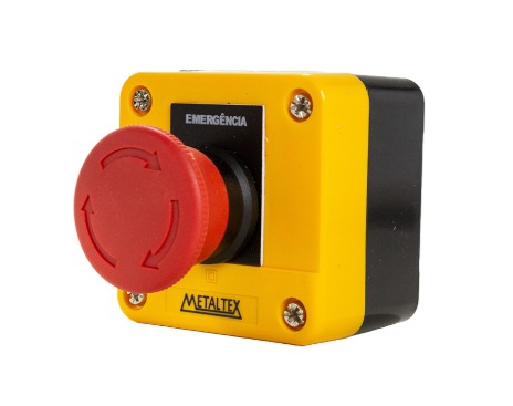 CP1-E CAIXA PLAST.AM C/BOTAO EMERG.40MM METALTEX°°