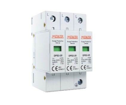 DPS2-20-3 DISPOSITIVO PROTEÇAO SURTO TRIPOLAR 415VCA 20/45KA TIPO2 METALTEX°°
