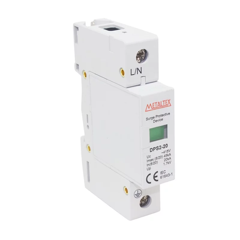 DPS2-20-1 DISPOSITIVO PROTEÇÃO SURTO UNIPOLAR 415VCA 20/45KA TIPO2 METALTEX°°