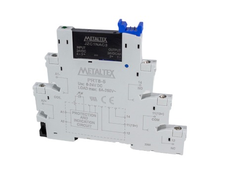 PRZ-1D-D24 INTERFACE A RELÉ SSR, ENTRADA 24VCC UTILIZA RELÉ JZC1NAC3 E BASE PRT8-5 METALTEX°°