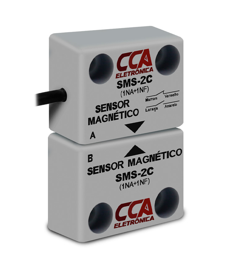 SENSOR MAGNÉTICO DE PROXIMIDADE SMS-2C - EMISSOR + RECEPTOR - CONTATOS 1NA+1NF SIBRATEC °°