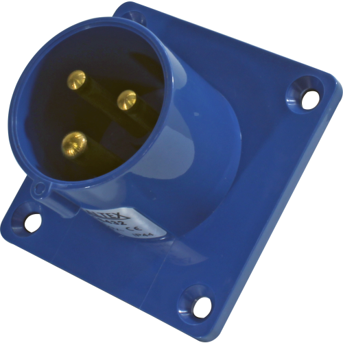 TLL16432 TOMADA EMBUTIR RETA NEGATIVA 16A - 2P+E - 6H - AZ - IP44 METALTEX°°
