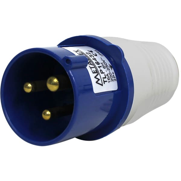 PLUG MACHO 16A 2P+E-6H AZUL TLP16432  METALTEX°°