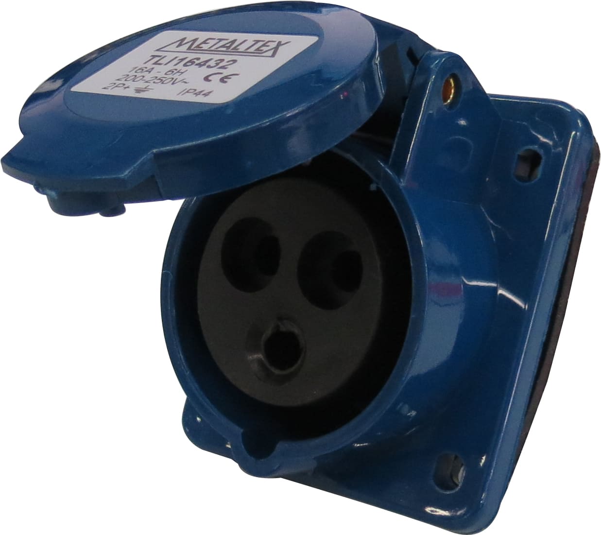 TOMADA PAINEL INCLINADA 16A 2P+E-6H AZUL TLI16432 METALTEX°°