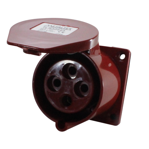 TLR32443 TOMADA PAINEL 32A 3P+E-6H VERMELHO METALTEX°°