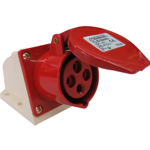 TLS16443 TOMADA DE SOBREPOR  16A 3P+E-6H VERMELHO METALTEX°°