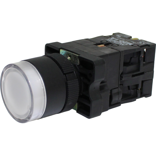 BOTAO PULSADOR ILUMINADO BRANCO 220VCC/VCA 1NA1NF P20IFR-W-1C METALTEX°°
