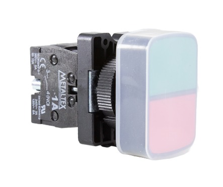P20APL-1C BOTAO DUPLO NA/NF VD/VM C/CAPA COM CAPA DE SILICONE DE PROTECAO METALTEX°°