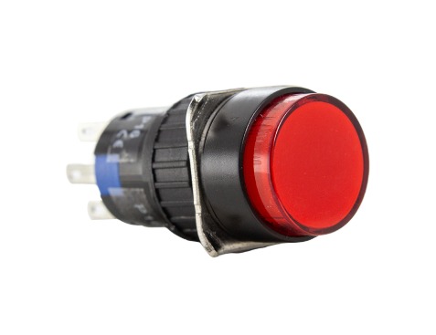 P16-BR7-R2 PULSADOR ILUMINADO 16MM REDONDO S/ RETENÇÃO - VERMELHO 24V - 2 VER METALTEX°°