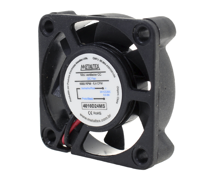 4010D24MS VENTILADOR DE PAINEL 40X40X10MM - BUCHA - 6000RPM - 24VCC METALTEX°°