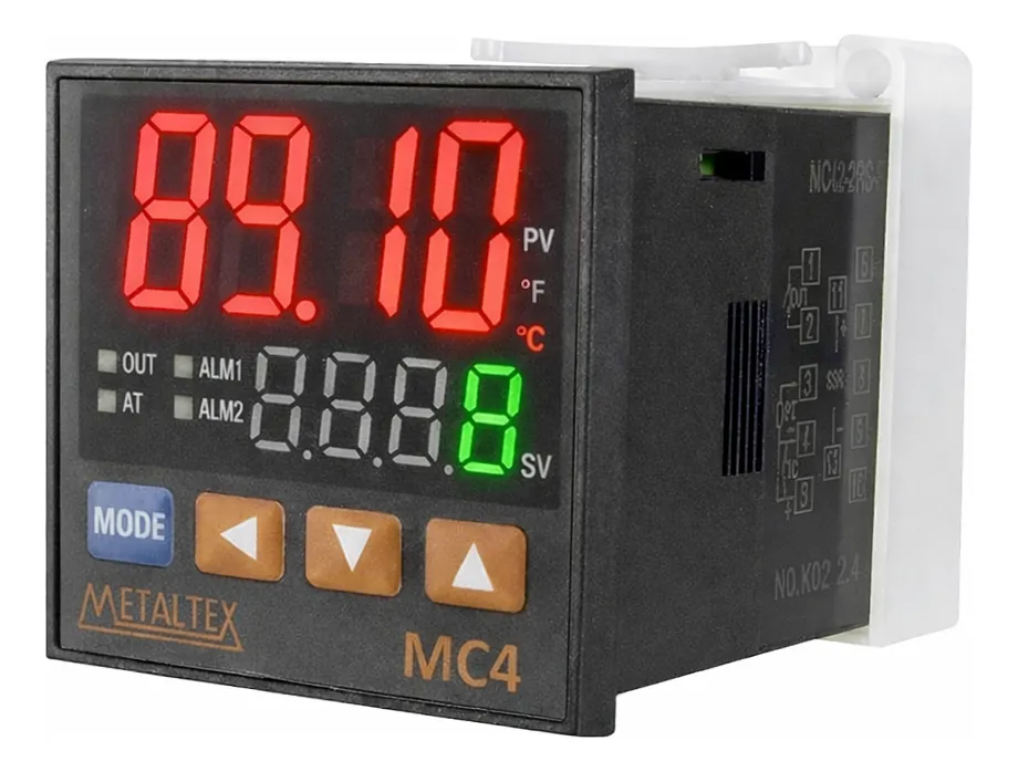 CONTROLADOR DE TEMPERATURA 4 DIGITOS- 48X48MM- 110/220VCA - 1 RL+1SSR CONTROLE E 2 RL ALARME – COR PRETA METALTEXºº