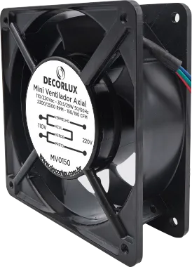 MINI VENTILADOR AXIAL, 120X120X38MM, CORPO EM ALUMINIO, 110/220V, EIXO COM ROLAMENTO, COR PRETO, (CX
