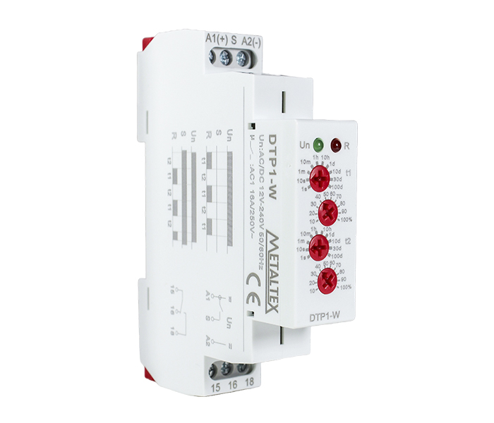 DTP1-W RELÉ TEMPORIZADOR ANALÓGICO PULSADOR DE 2 TEMPOS 12/240VCA/VCC - 1 REV METALTEXºº
