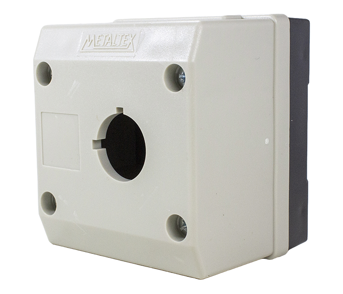 TN2-B1 CAIXA PLÁSTICA PARA BOTÃO COM 1 FURO 22MM - CINZA METALTEX°°