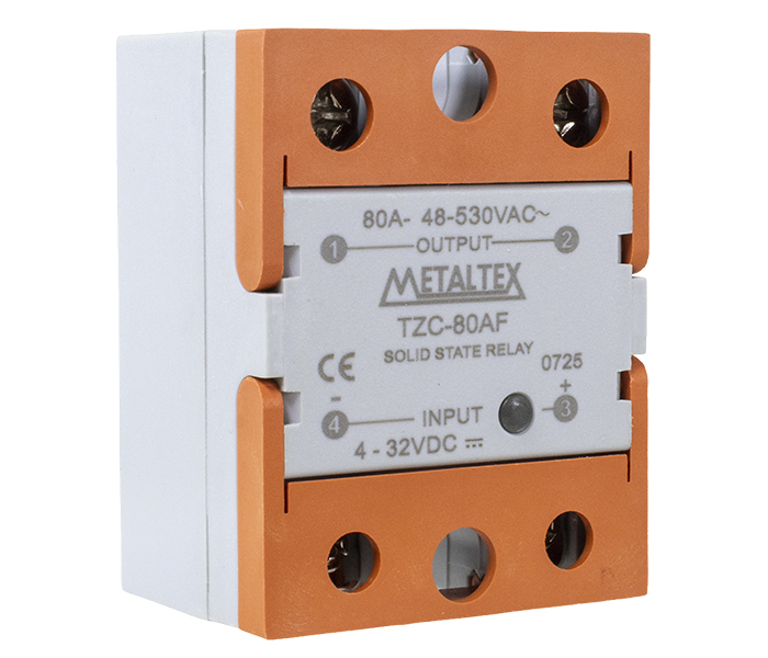 TZC-80AF RELÉ DE ESTADO SÓLIDO MONOFÁSICO 80A COM TAMPA ARTICULADA - ENTRADA 4 A 32V - CARGA 48 A 440V METALTEX°°