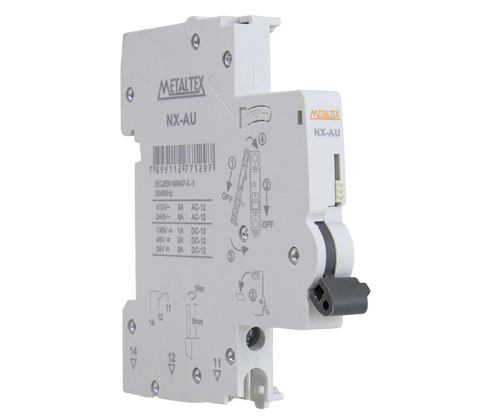 BLOCO DE CONTATO AUXILIAR LATERAL PARA MINIDISJUNTORES NX6 - 1 REV - 6A - 240V METALTEX °°