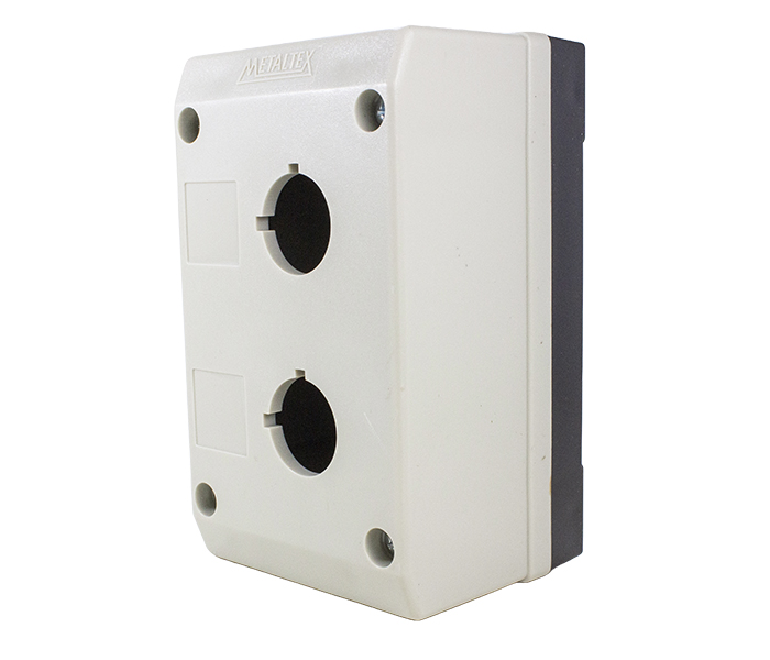 CAIXA PLÁSTICA PARA BOTÃO COM 2 FUROS 22MM - CINZA METALTEX°°