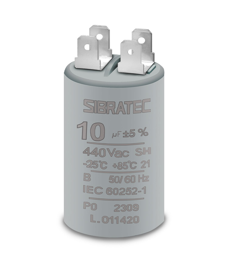 CAPACITOR PERMANENTE COM TERMINAL 10UF 440VCA - CPS.T-10.440 - DIMENSÕES 35X59MM SIBRATEC°°