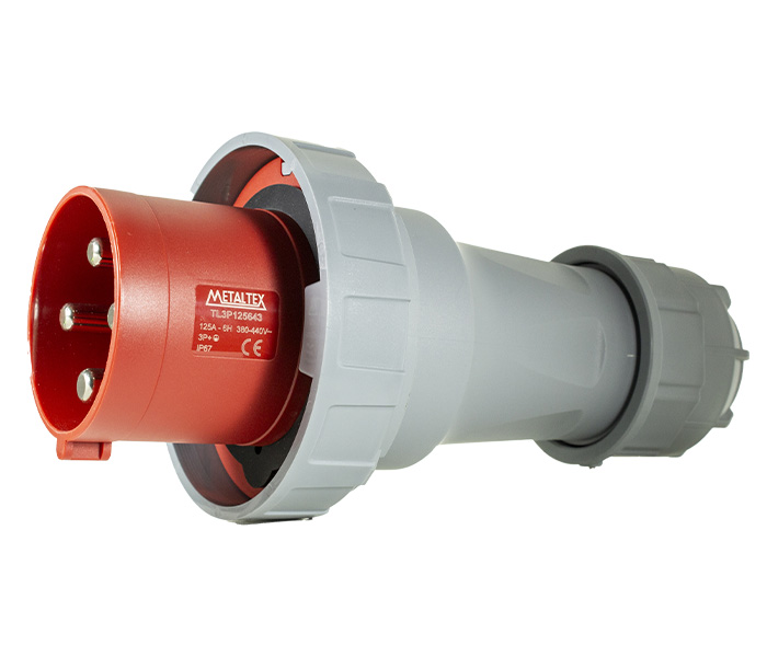 TL3P125643 PLUGUE MACHO 125A 3P+E-6H - VERMELHO - IP67 METALTEX°°