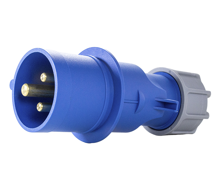 TL3P16432 PLUG MACHO 16A 2P+E-6H AZUL IP44 METALTEX°°